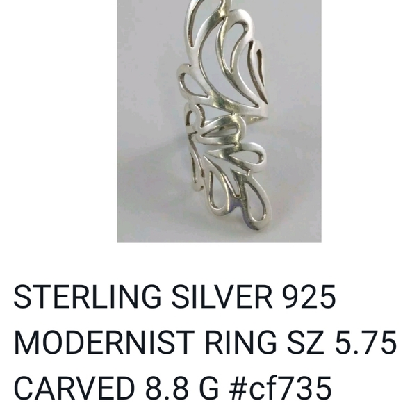 Scroll sterling silver ring. .925 laser cut ring. Long. VINTAGE EXCELLENT - Picture 12 of 14